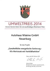 Urkunde Umwltpreis 200