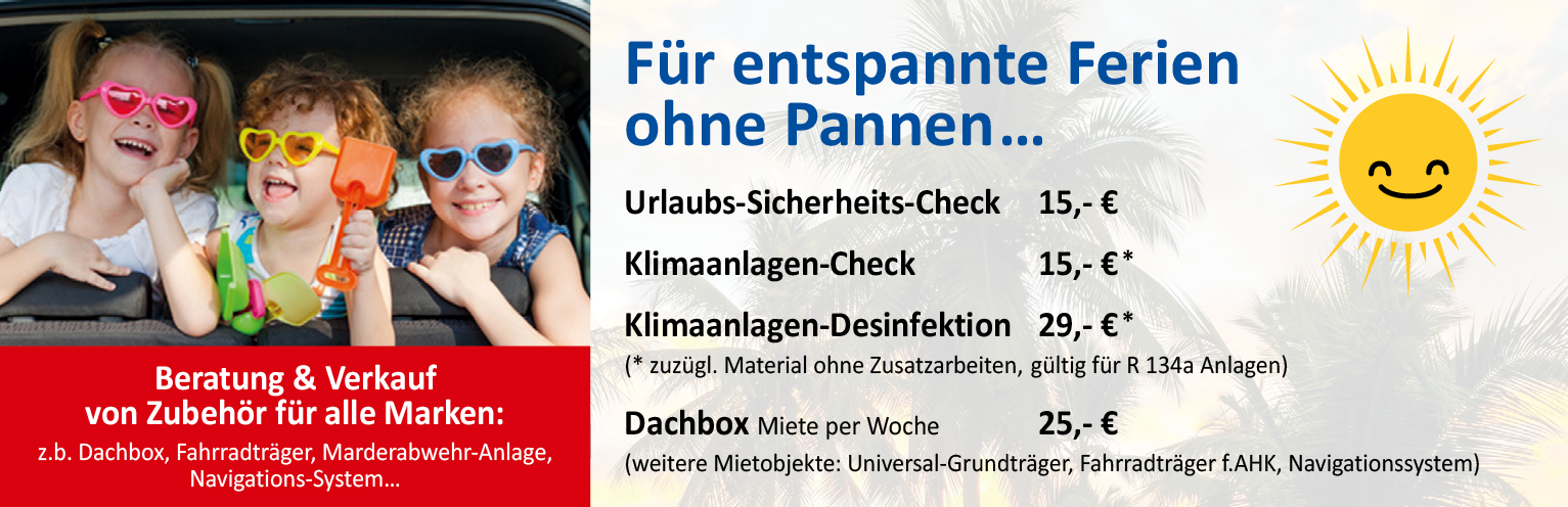Autohaus Wiaime Urlaubs Check Nachrüstung Zubehör Banner