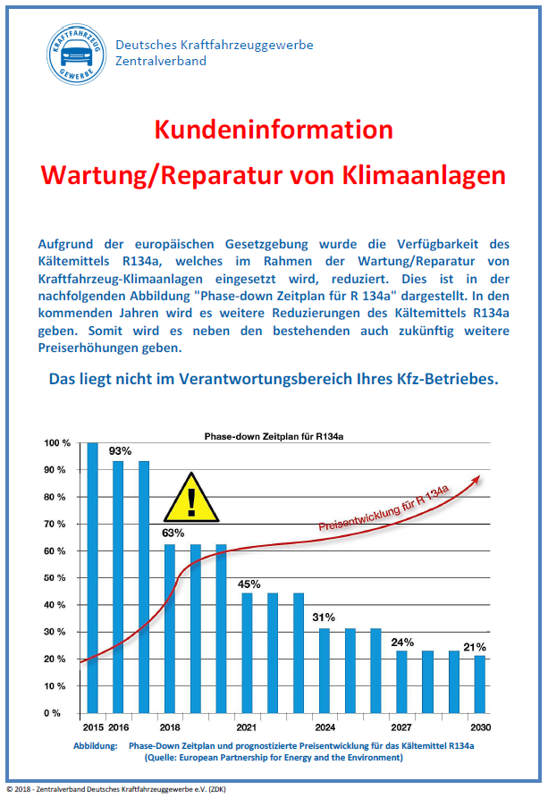 R134a Kältemittel Kundeninfo Autohaus Wiaime GmbH